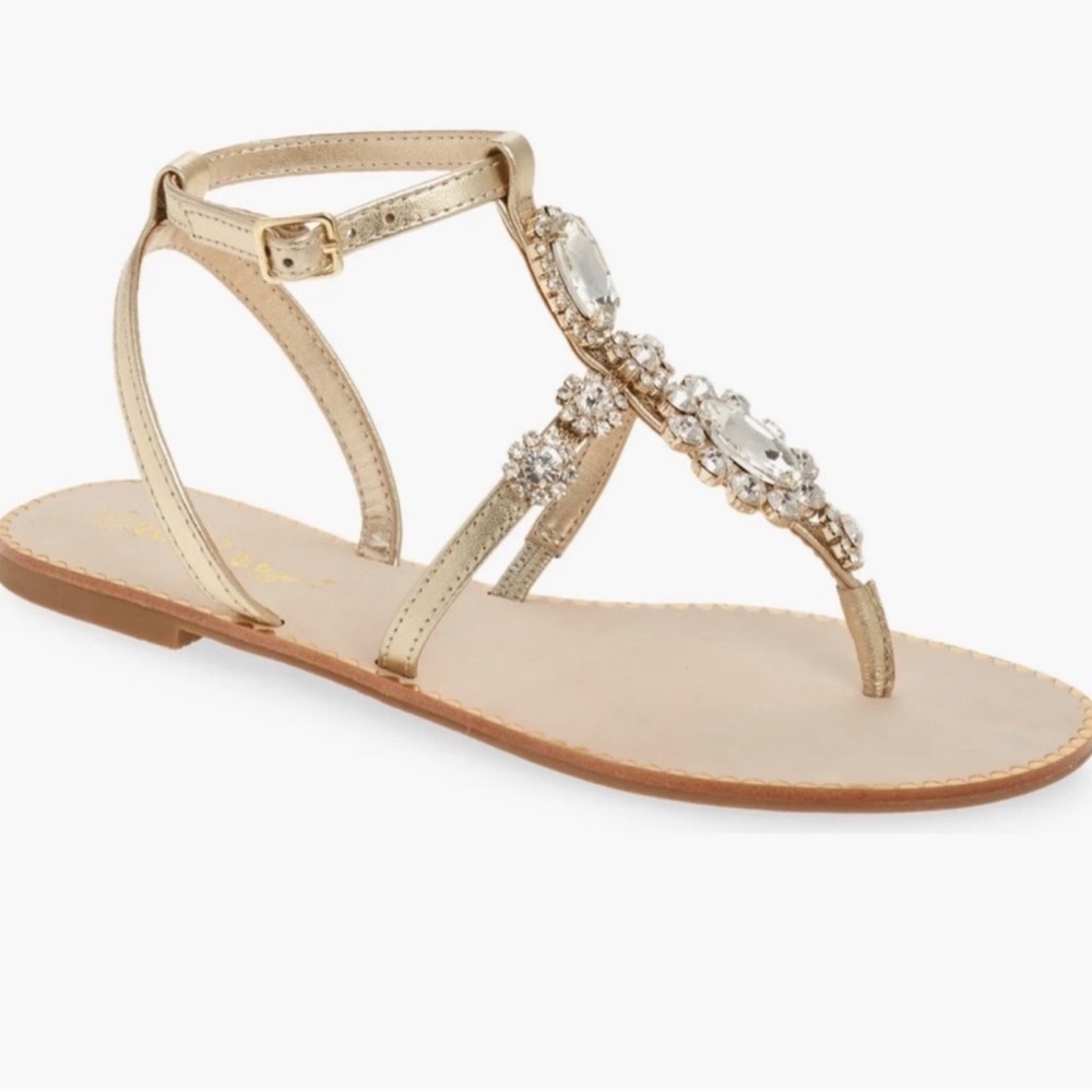 NWOT Lilly Pulitzer Katie Gold and Crystal Jeweled Sandals